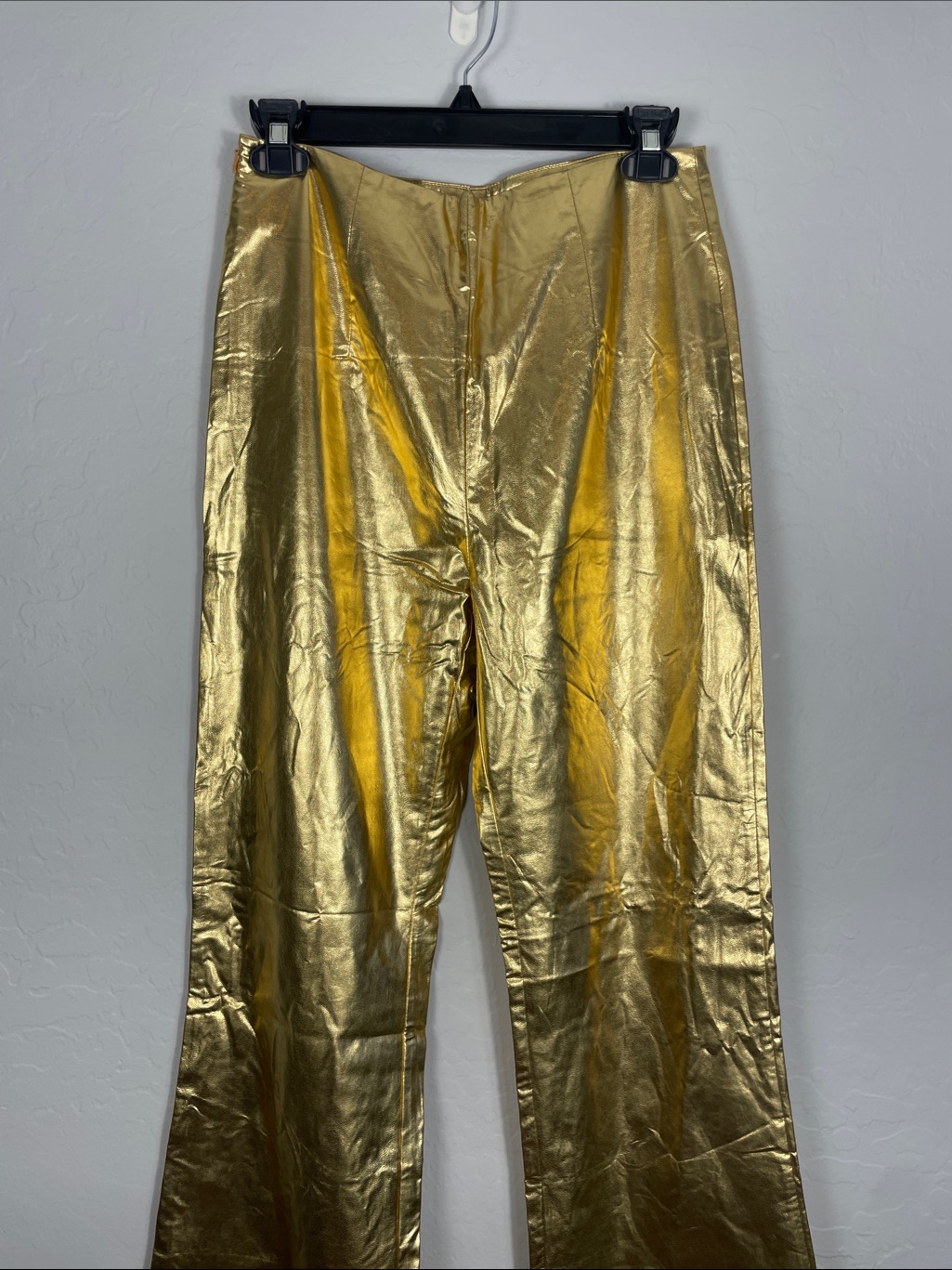 New Hosbjerg Metallic Gold Unique Straight Leg Pants Size Small Disco Fashion — image 3 of 8